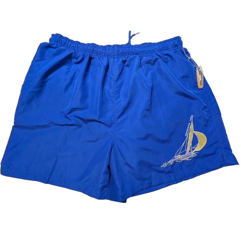 NWT Cremieux Men's XXL Blue Swim Trunks Mesh Lined Sailboat Embroidered Nautical